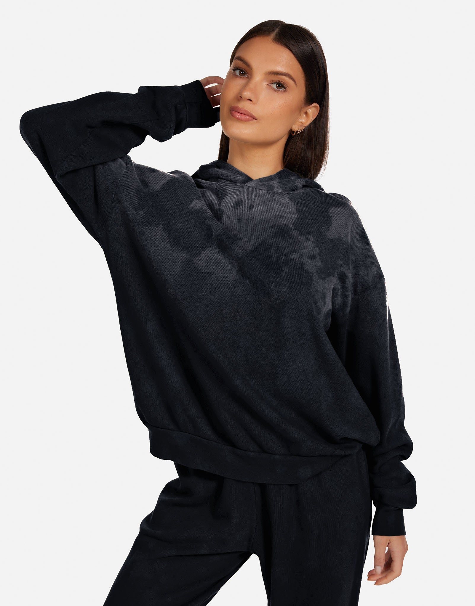 Women's Drop Shoulder Hoodie in Onyx Splash | Tyrese by Michael Lauren