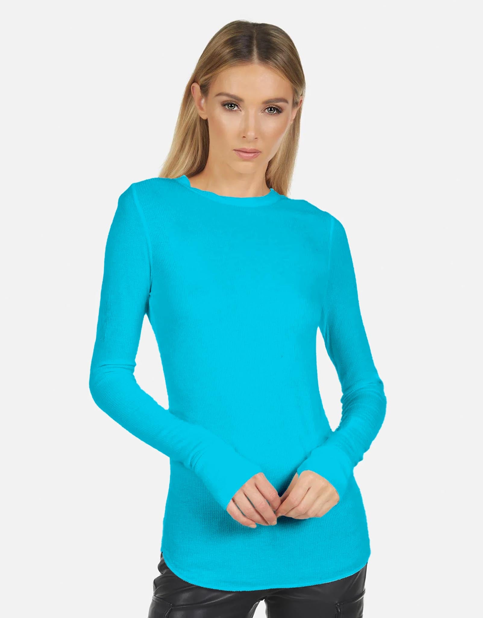 Women's L/S Fitted Top in Turquoise Stone | Alick by Michael Lauren