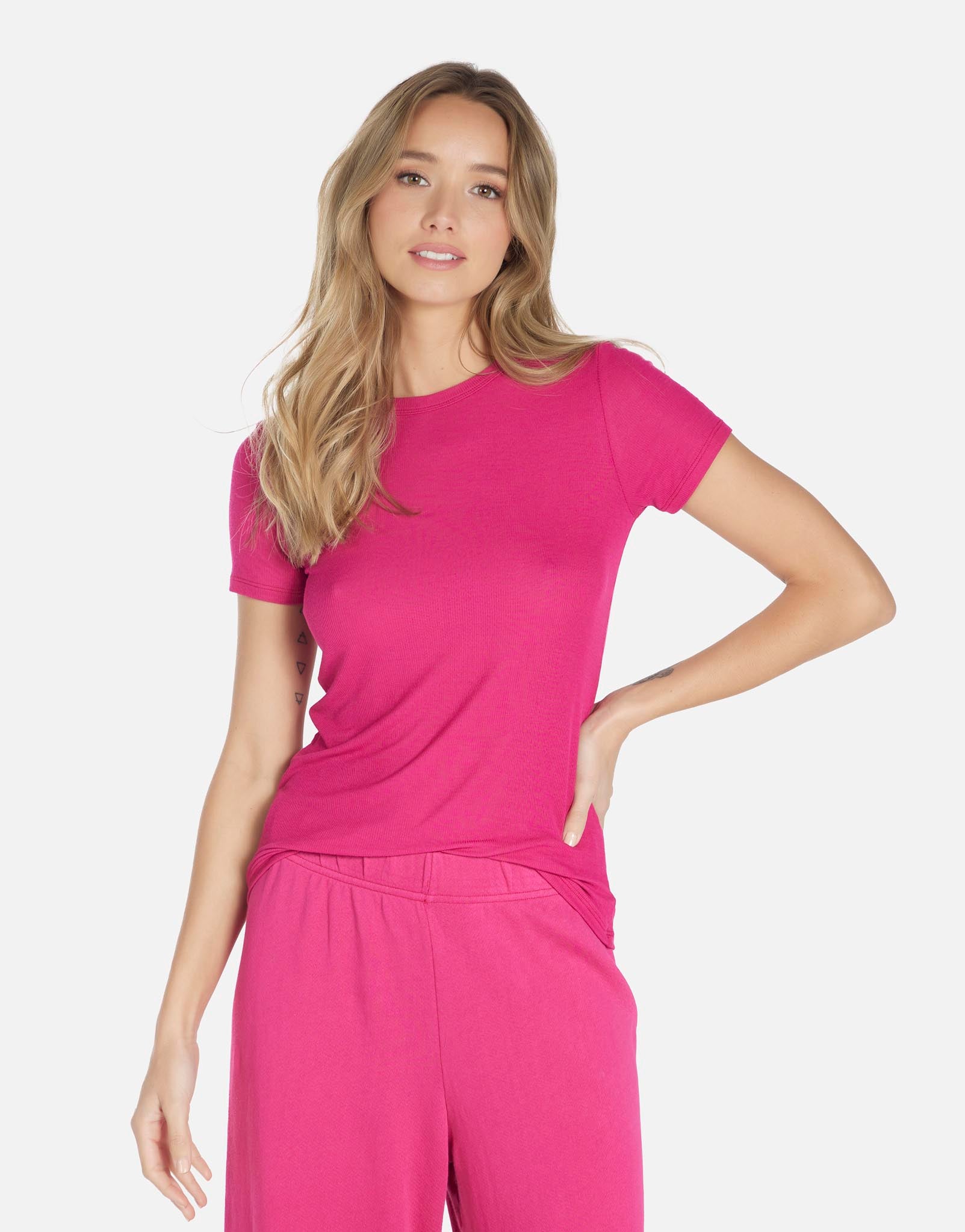 S/S Fitted Tee in Cosmos Violet Kayden by Michael Lauren