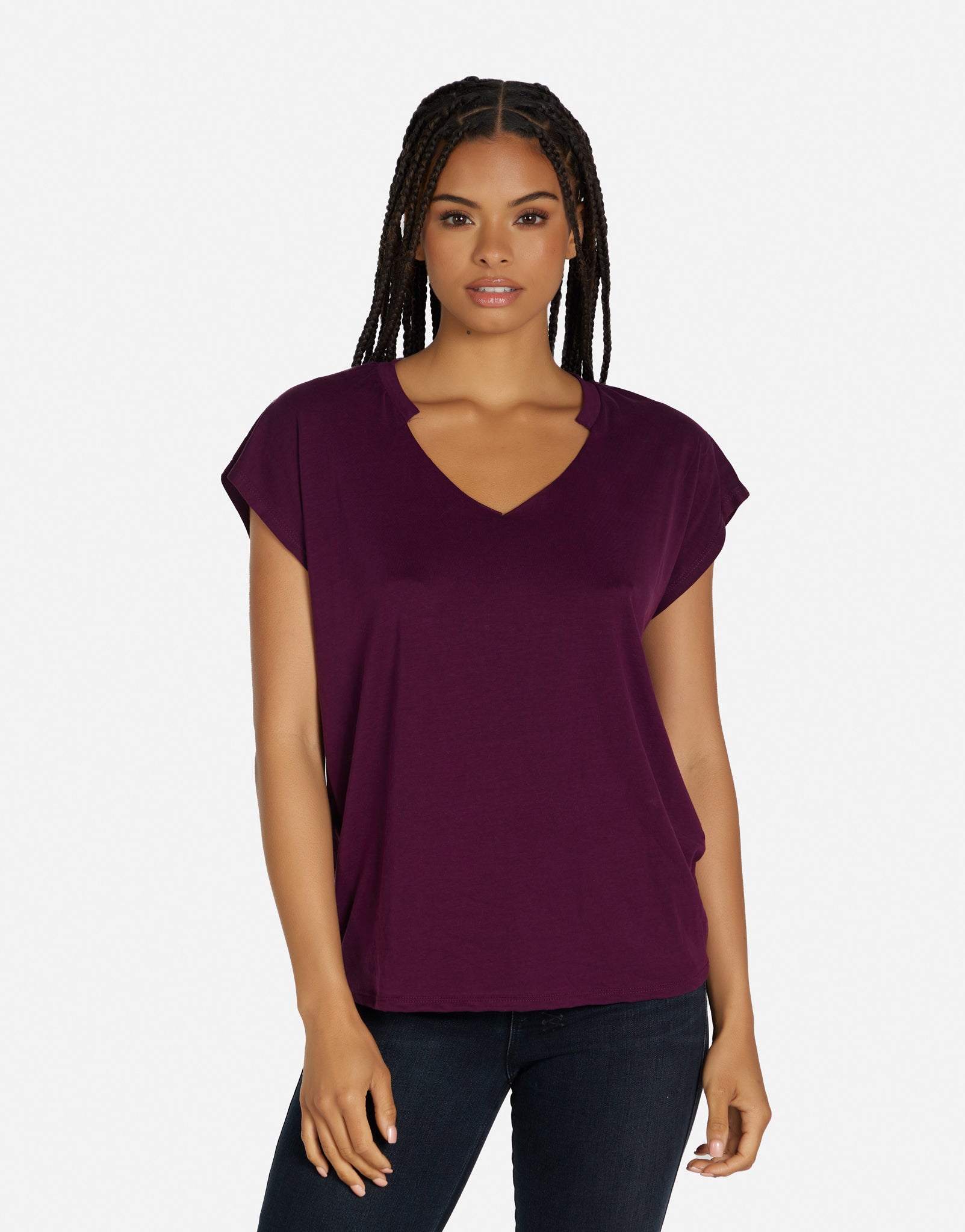Women's S/S Tee in Deep Merlot Hasan by Michael Lauren