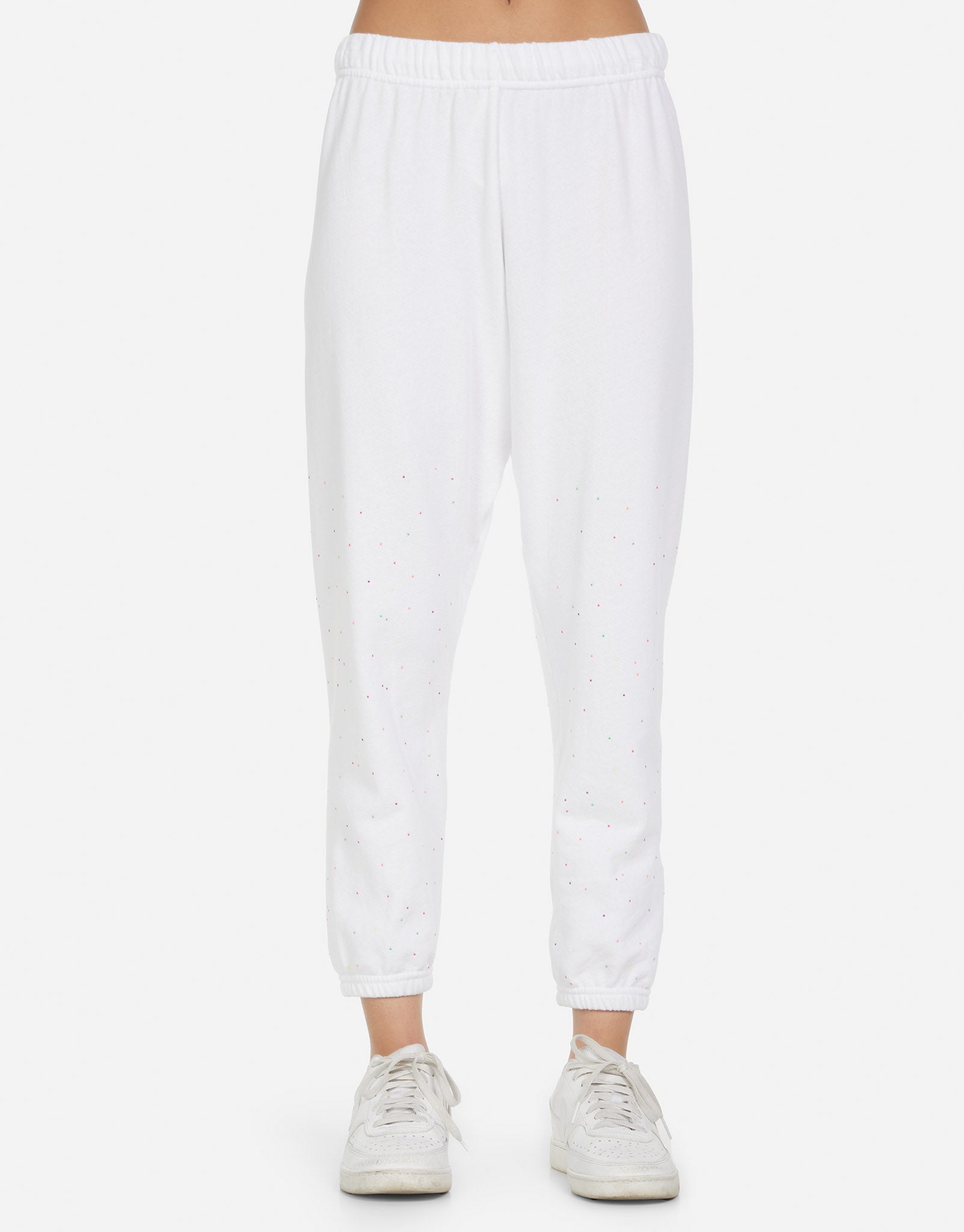 Women's Sweatpants w/ Neon Stud in White | Nate by Michael