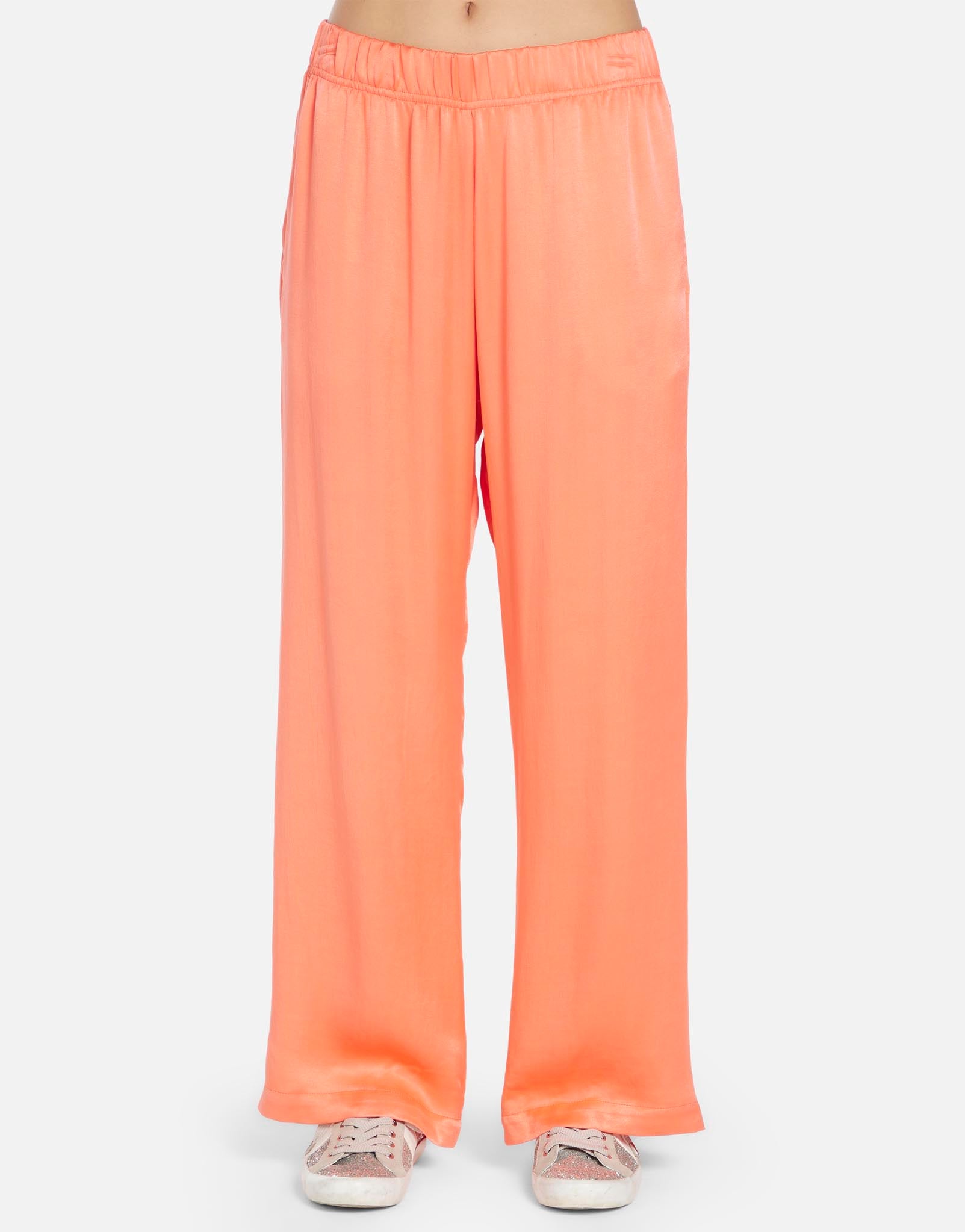 Wide Leg Satin Pant in Vivid Orange | Mabel by Michael Lauren