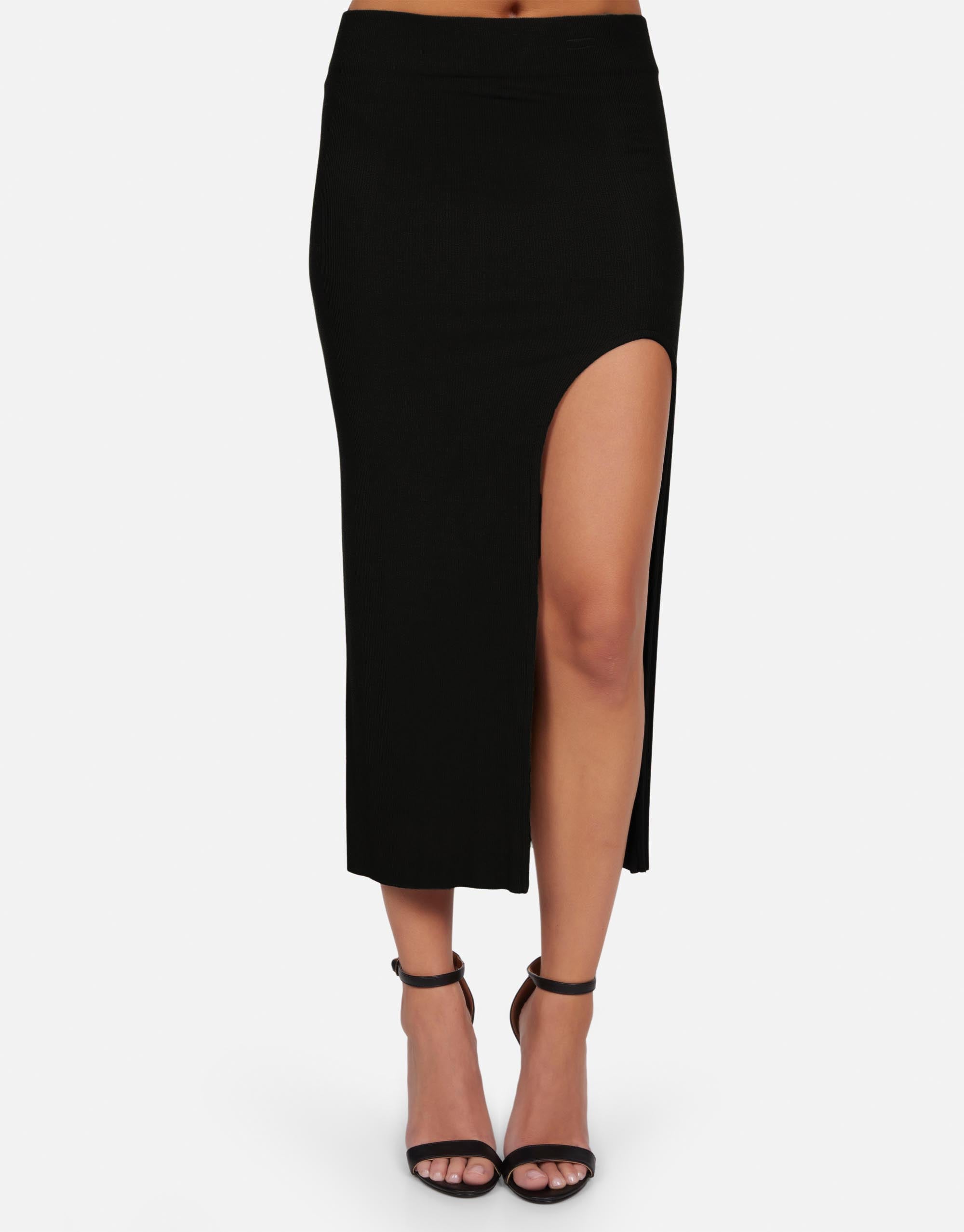 Women's Skirt w/ Slit in Black | Kane by Michael Lauren