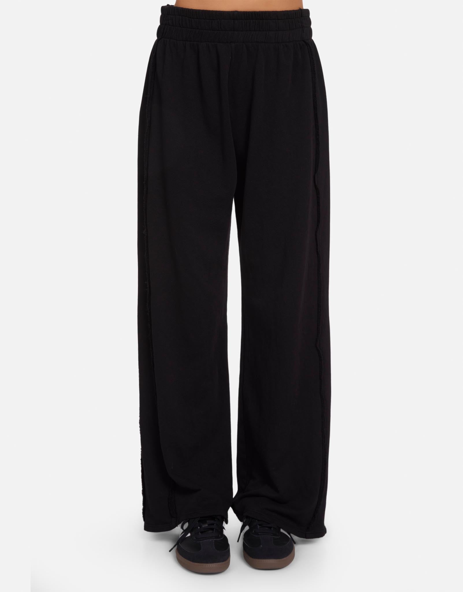 Wide Leg Pant w/ Raw Edge Seams in Black | Acosta by Michael Lauren