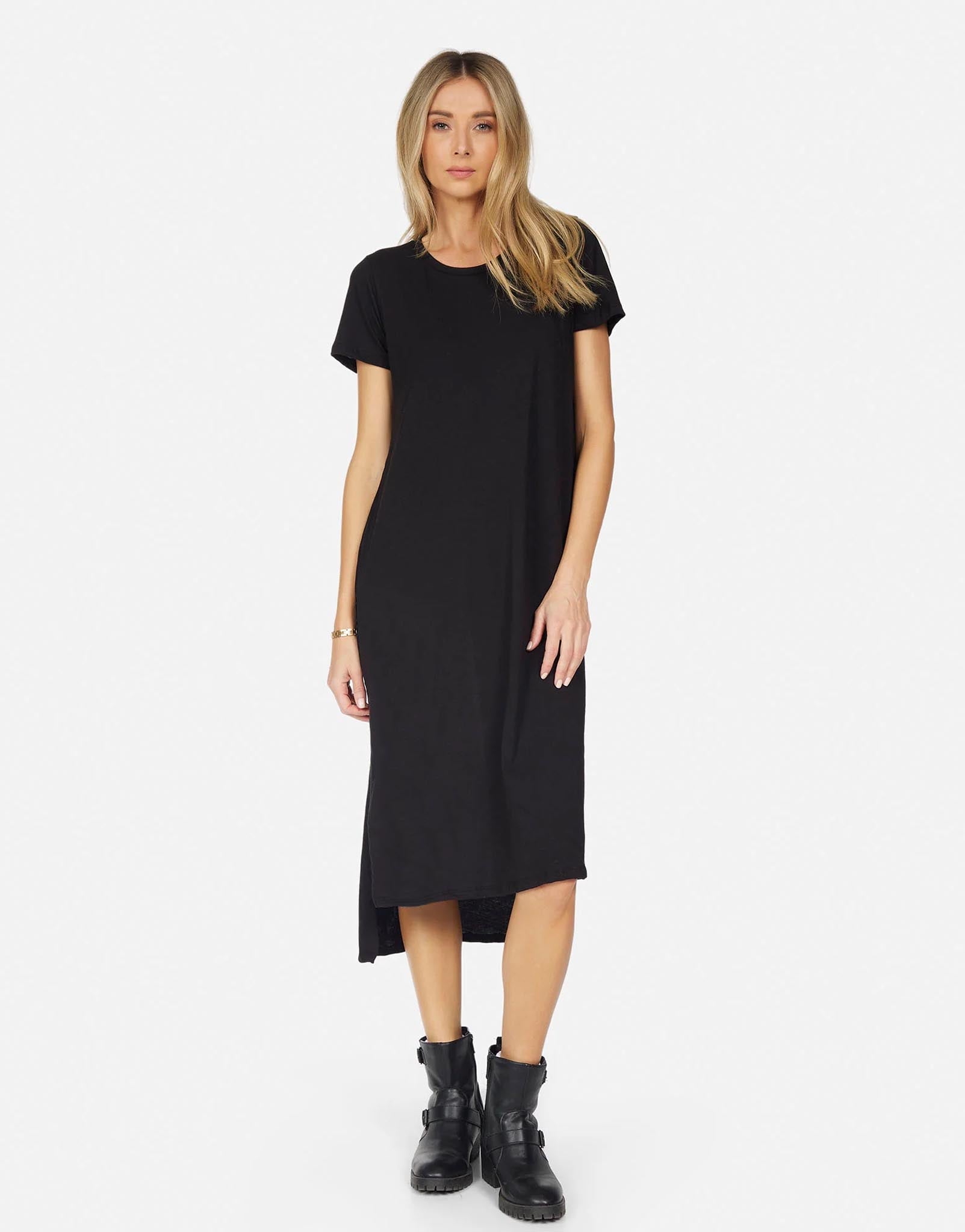 Midi T Shirt Dress in Black Augustus Core by Michael Lauren