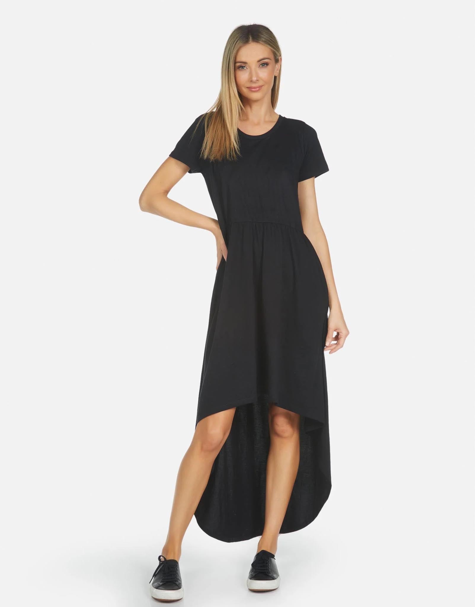 black short sleeve high low dress Black Short Sleeve Tailored Mini Dress