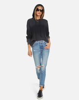 Michael Lauren Women's Gower LE Black Ombre Crop Hoodie