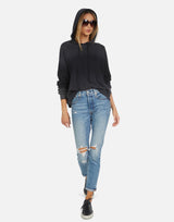 Michael Lauren Women's Gower LE Black Ombre Crop Hoodie