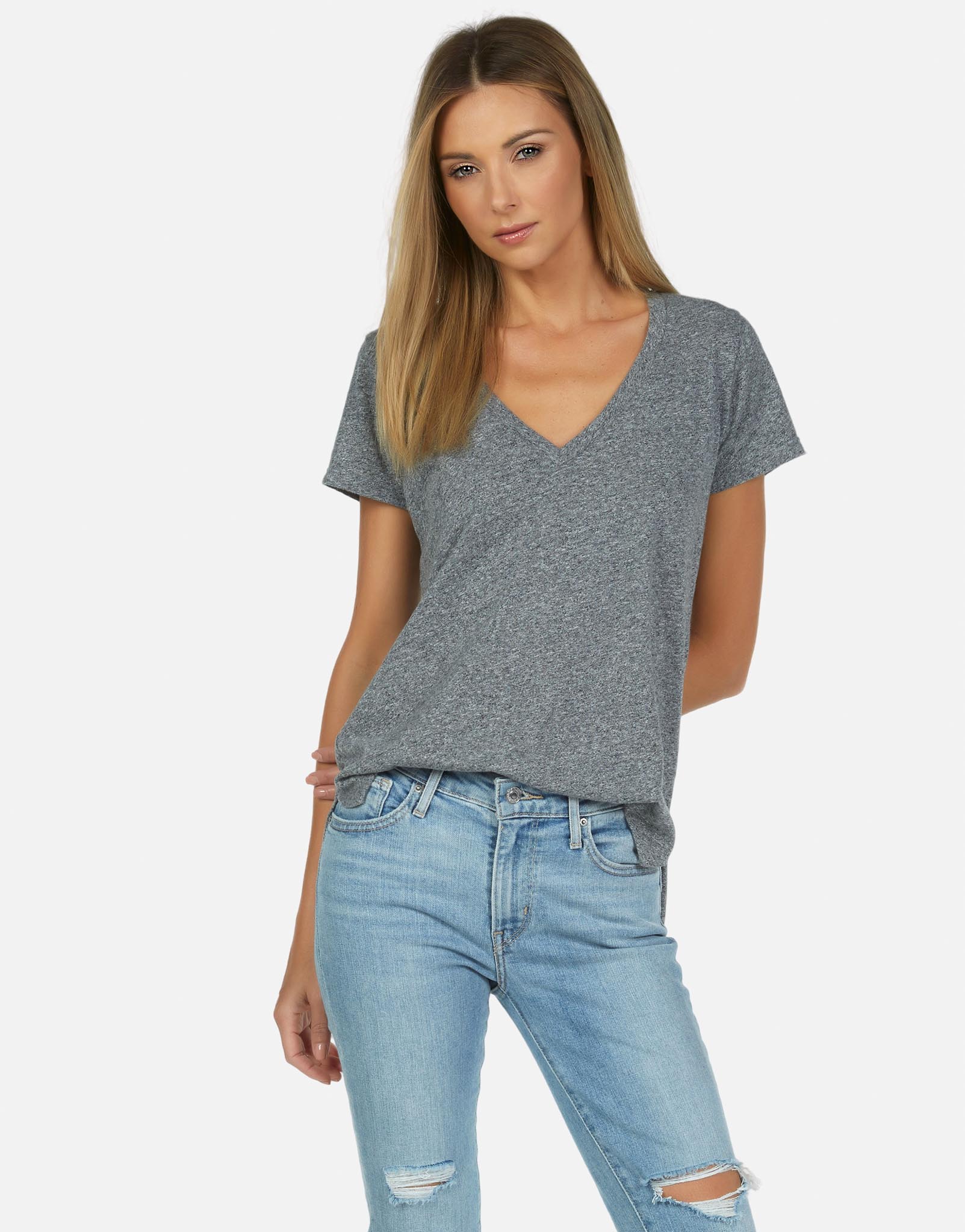 Heather Grey V-Neck Tee | Manny Core by Michael Lauren