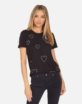 Front Black Short Sleeve Shirt with crystal heart