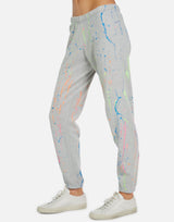 Michael Lauren Women's Bosley LE Grey Neon Splatter Sweatpant