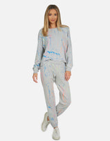 Michael Lauren Women's Bosley LE Grey Neon Splatter Sweatpant