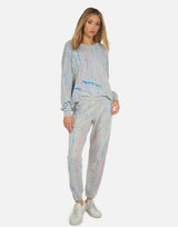 Michael Lauren Women's Bosley LE Grey Neon Splatter Sweatpant