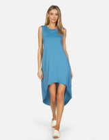 Michael Lauren Women's Walt LE Teal Sky High Low Dress