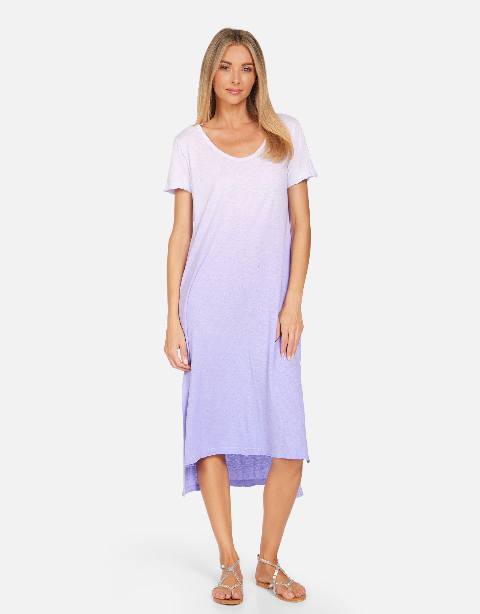 ombre t shirt dress Bertram High-Low Tee with Slits Fabric composition in the VENDOR COLOR-CAPRI BLUE MissJophiel Long Sleeves Corset Size:XS-34