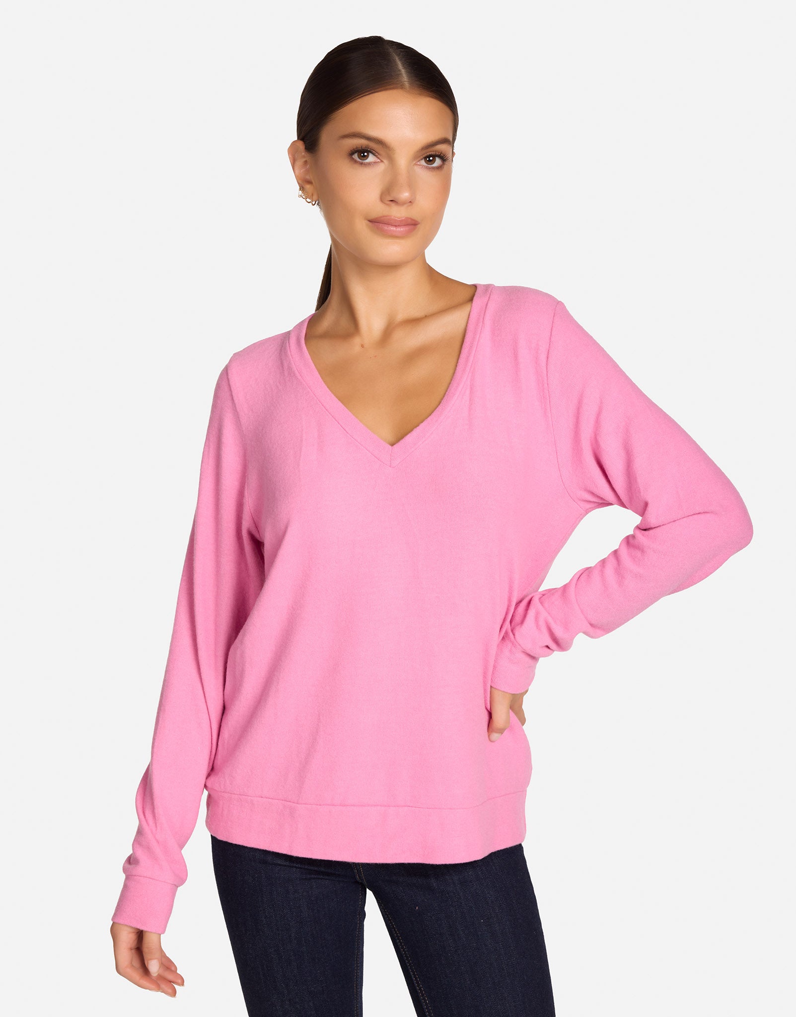 Women's V-Neck Pullover in Pink Shortcake | Gregory by Michael Lauren