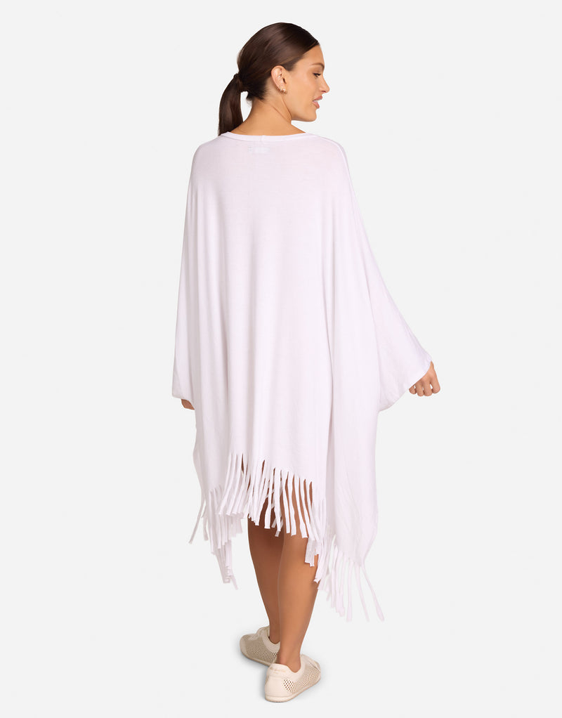 Women's Fringe Cape in White | Rome by Michael Lauren