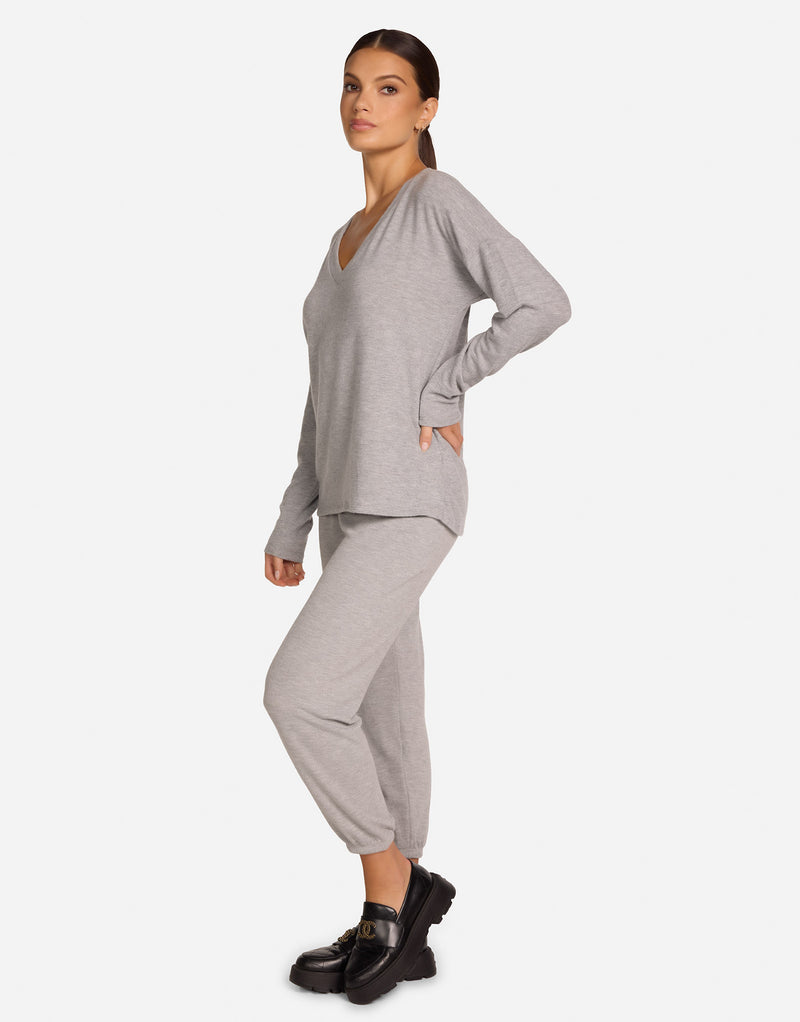 Women's V-Neck Pullover in Heather Grey | Raz by Michael Lauren