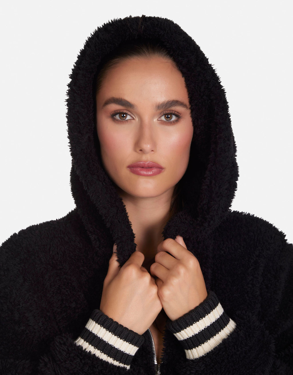 Womens black hotsell sherpa hoodie