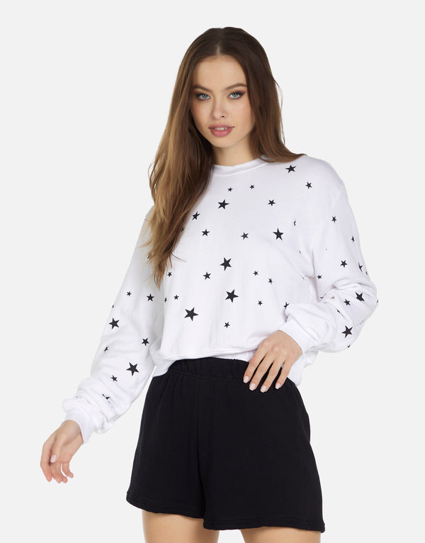 Crop Pullover Stars in Black Exon by Michael Lauren