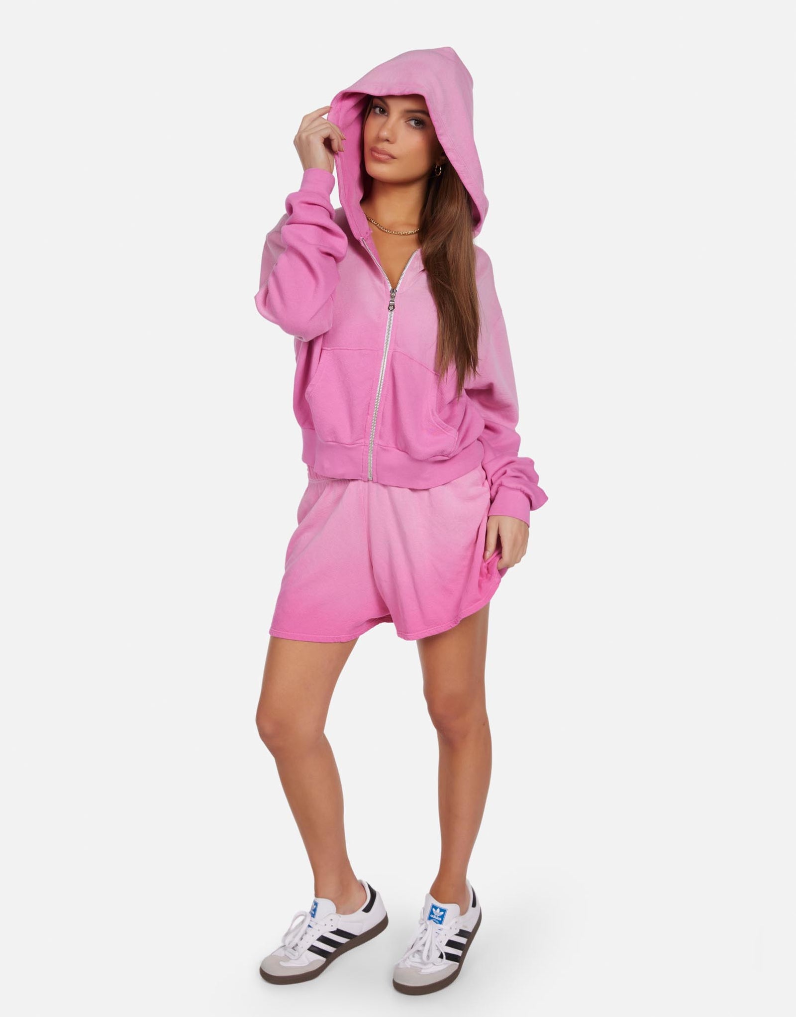 Cropped Zip Hoodie in Faded Pink | Bowman by Michael Lauren