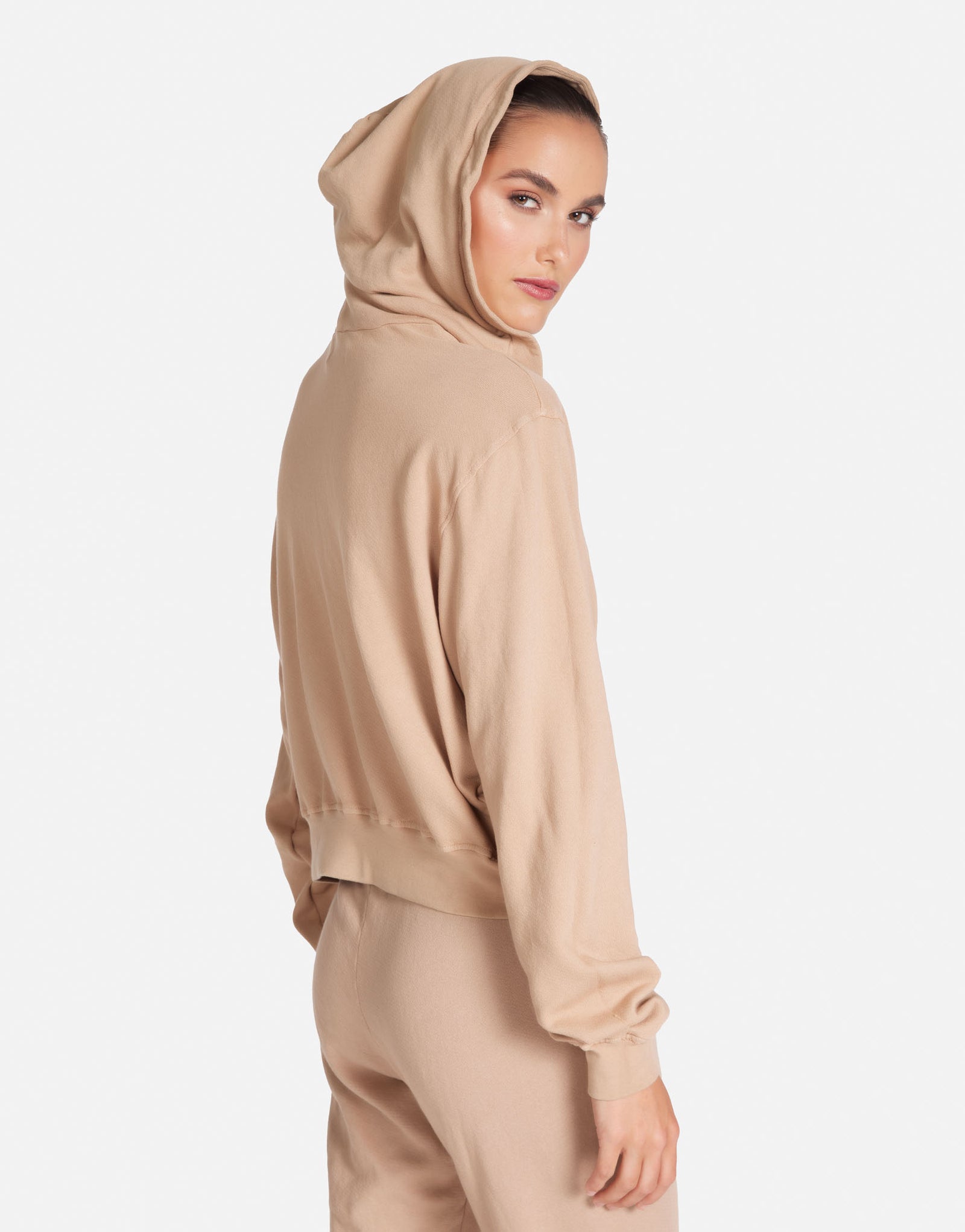 Cropped Zip Hoodie in Sand Dune | Bowman by Michael Lauren