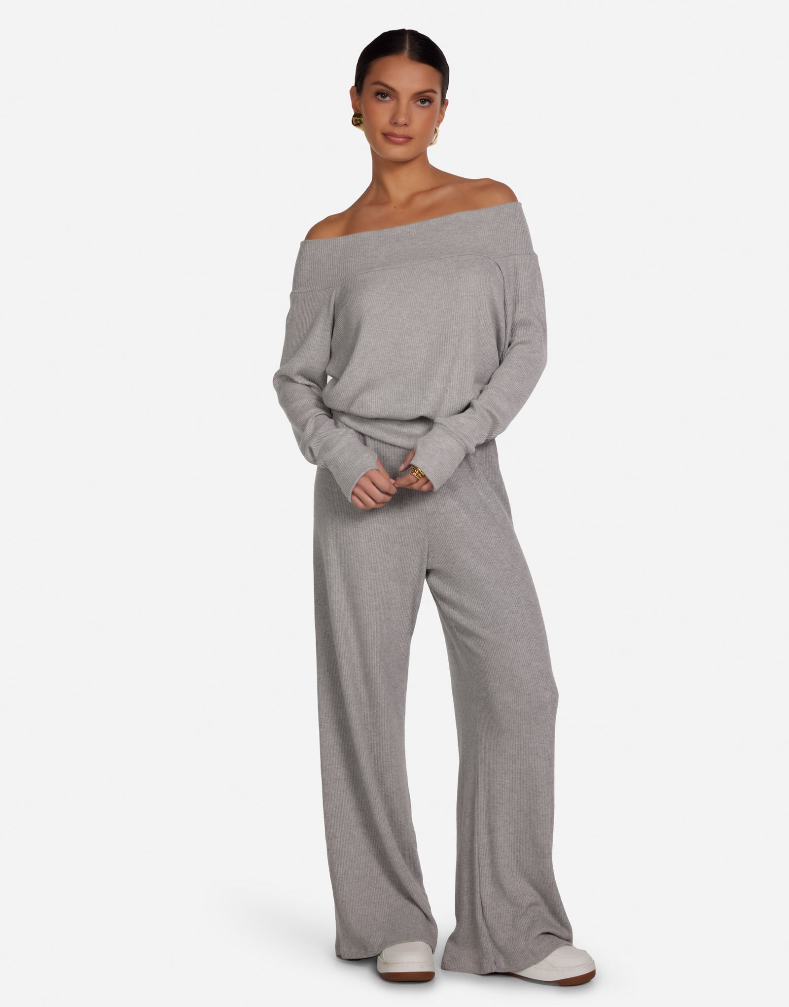 Women's Wide Leg Pant in Heather Grey | Theoden by Michael Lauren
