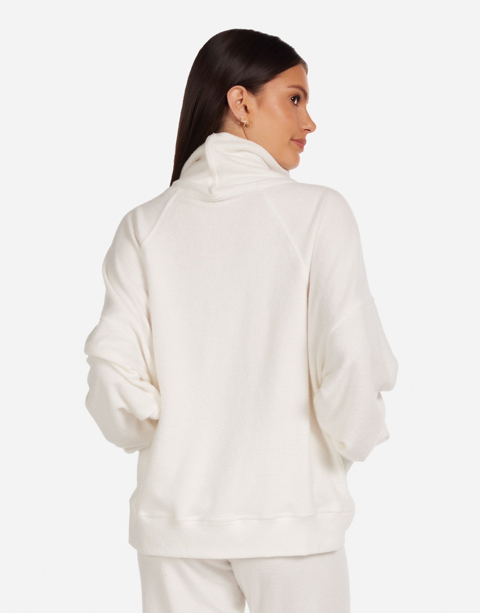 Women's Raglan Zip Up Pullover in Milk | Fira by Michael Lauren