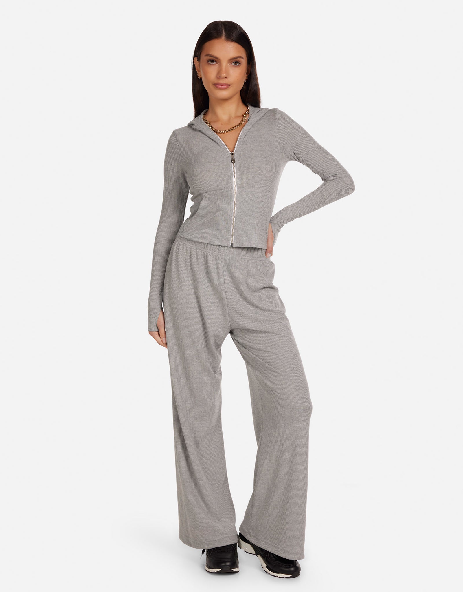 Women's Wide Leg Pant in Heather Grey | Zuri by Michael Lauren