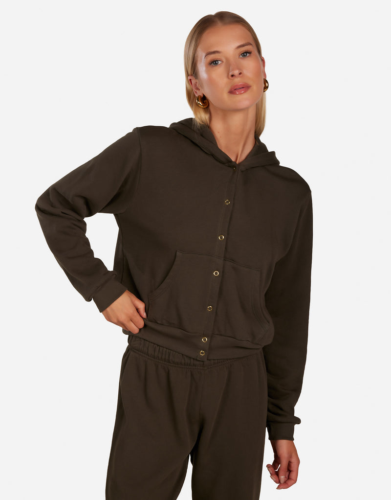 Women's Snap Front Hoodie in Forest | Philo by Michael Lauren