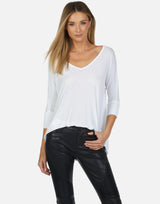 Dylan Core V-Neck Draped Tee White