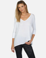 Dylan Core V-Neck Draped Tee White