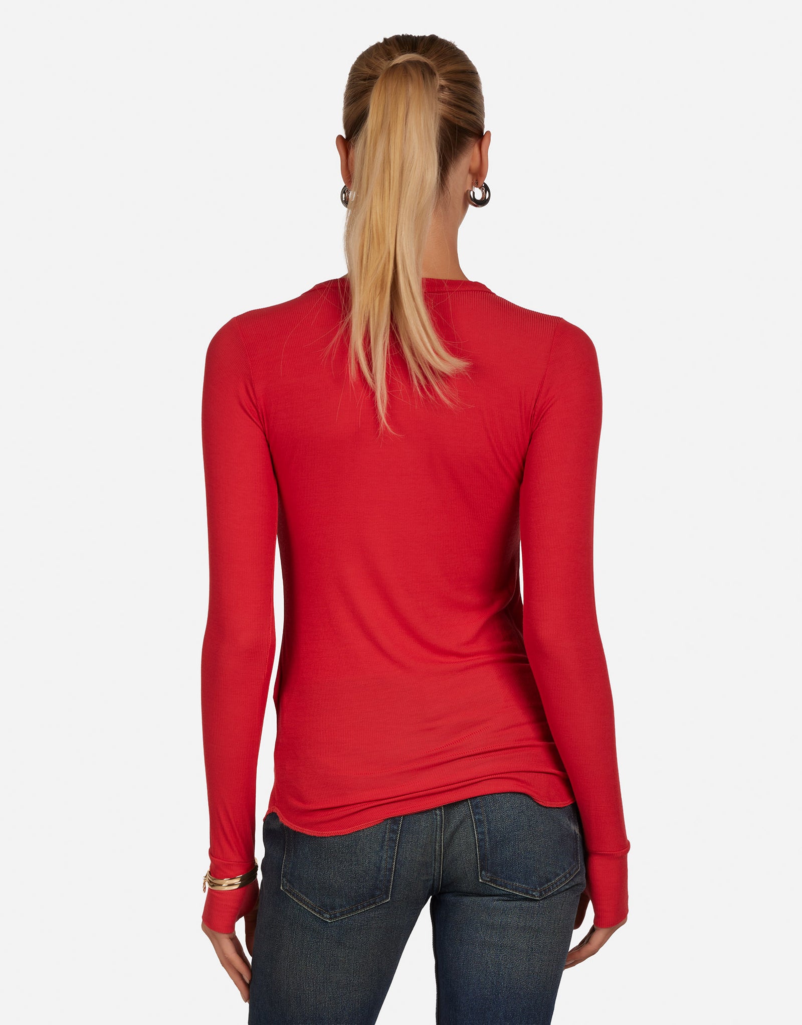 Women's Fitted Scoop Neck Top in Brick | Alick by Michael Lauren