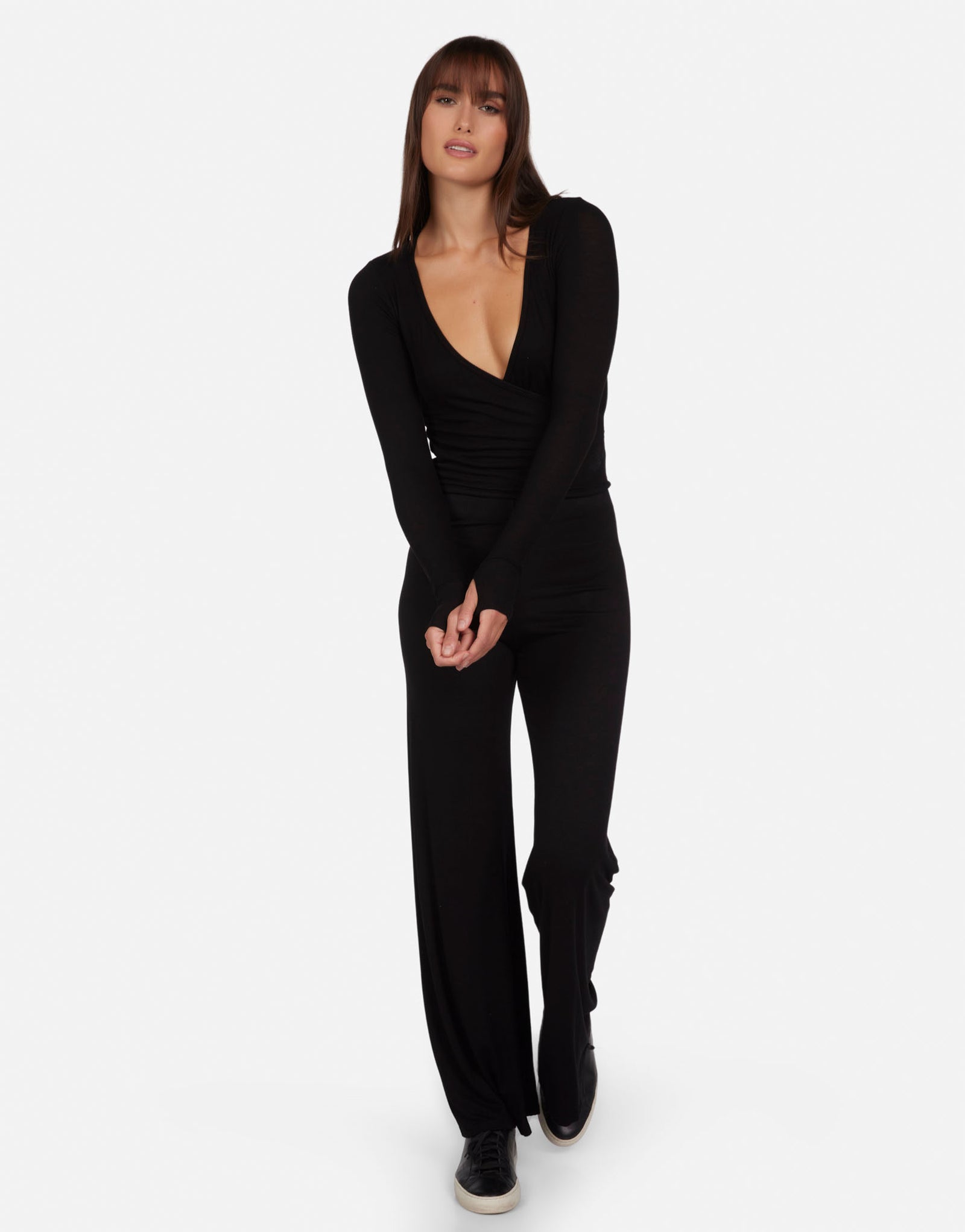 Women's Front Wrap Top in Black | Fairbanks by Michael Lauren
