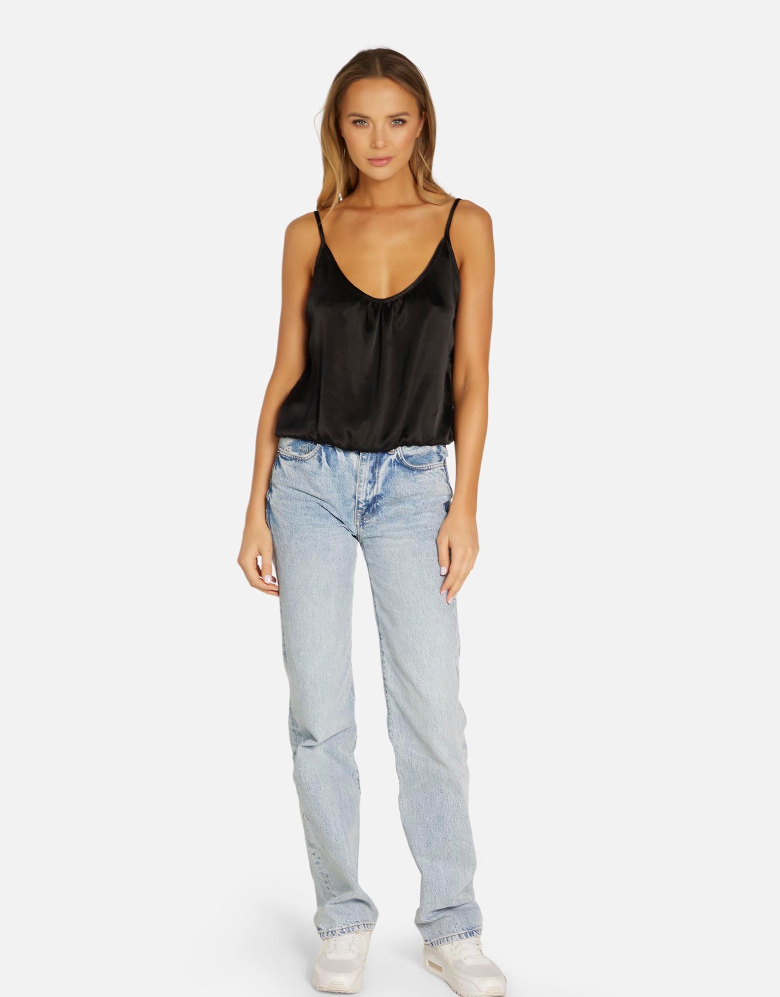 Women's Satin Tank Top in Black | Avi by Michael Lauren