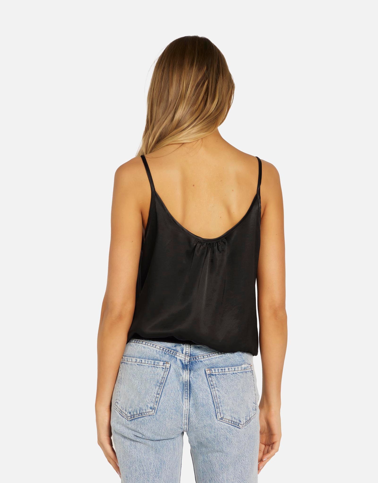 Women's Satin Tank Top in Black | Avi by Michael Lauren