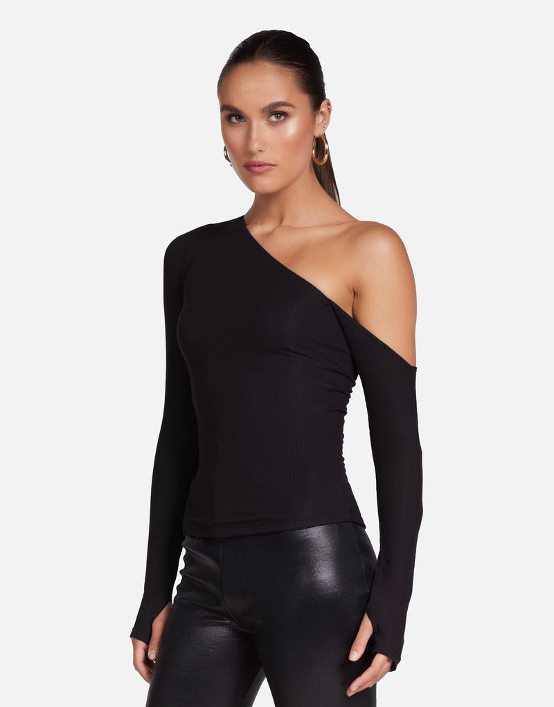 top gear lauren Women's Asymmetrical Top in Black