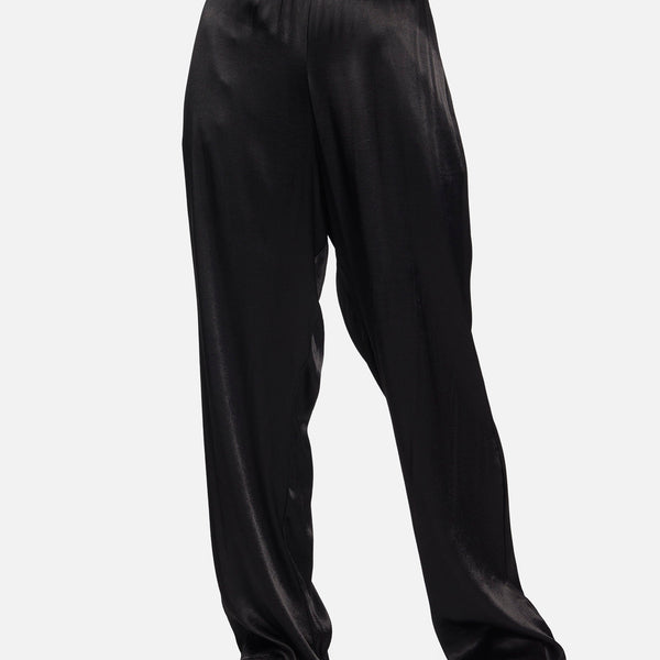 Wide Leg Satin Pant in Black | Mabel by Michael Lauren