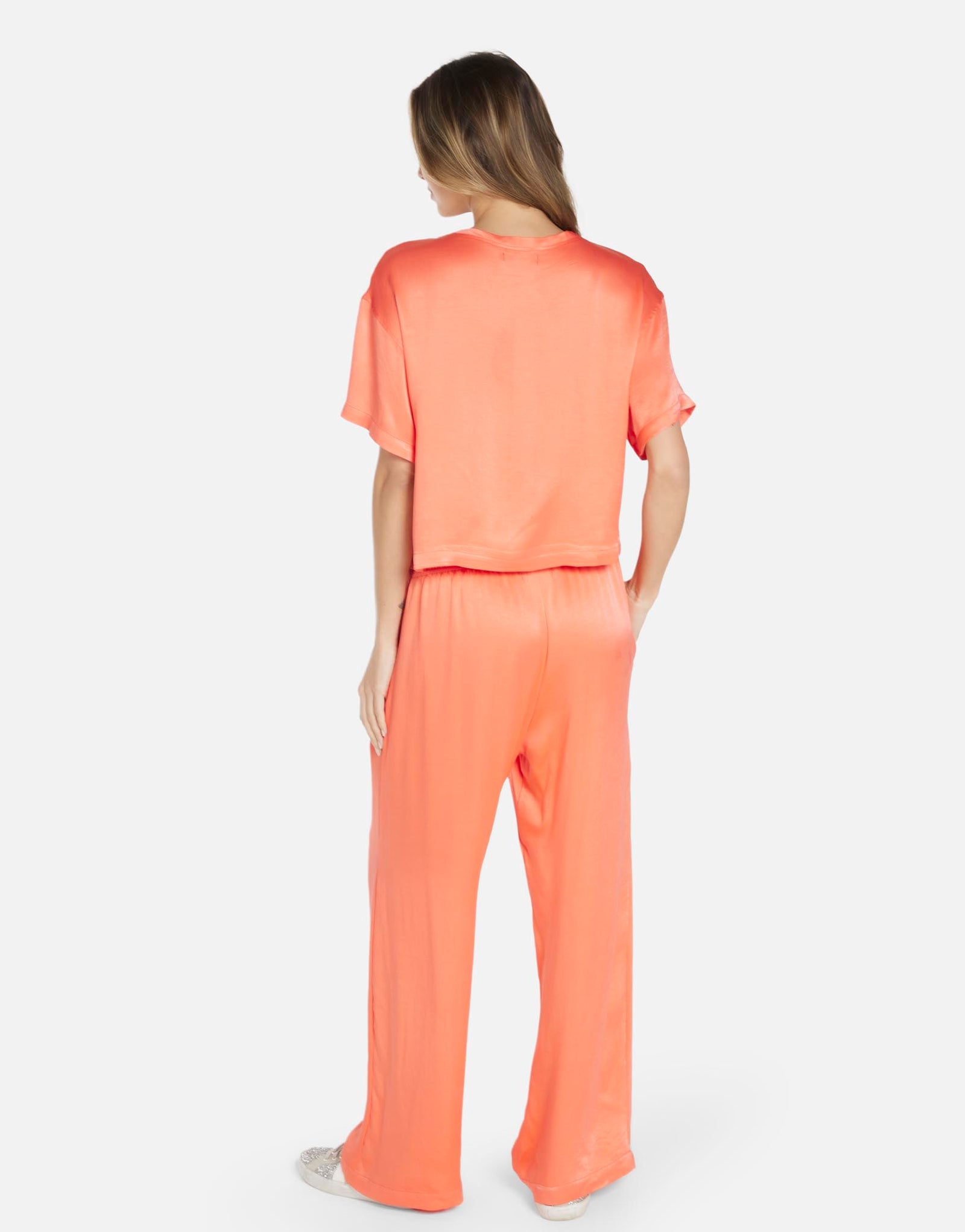 Wide Leg Satin Pant in Vivid Orange | Mabel by Michael Lauren