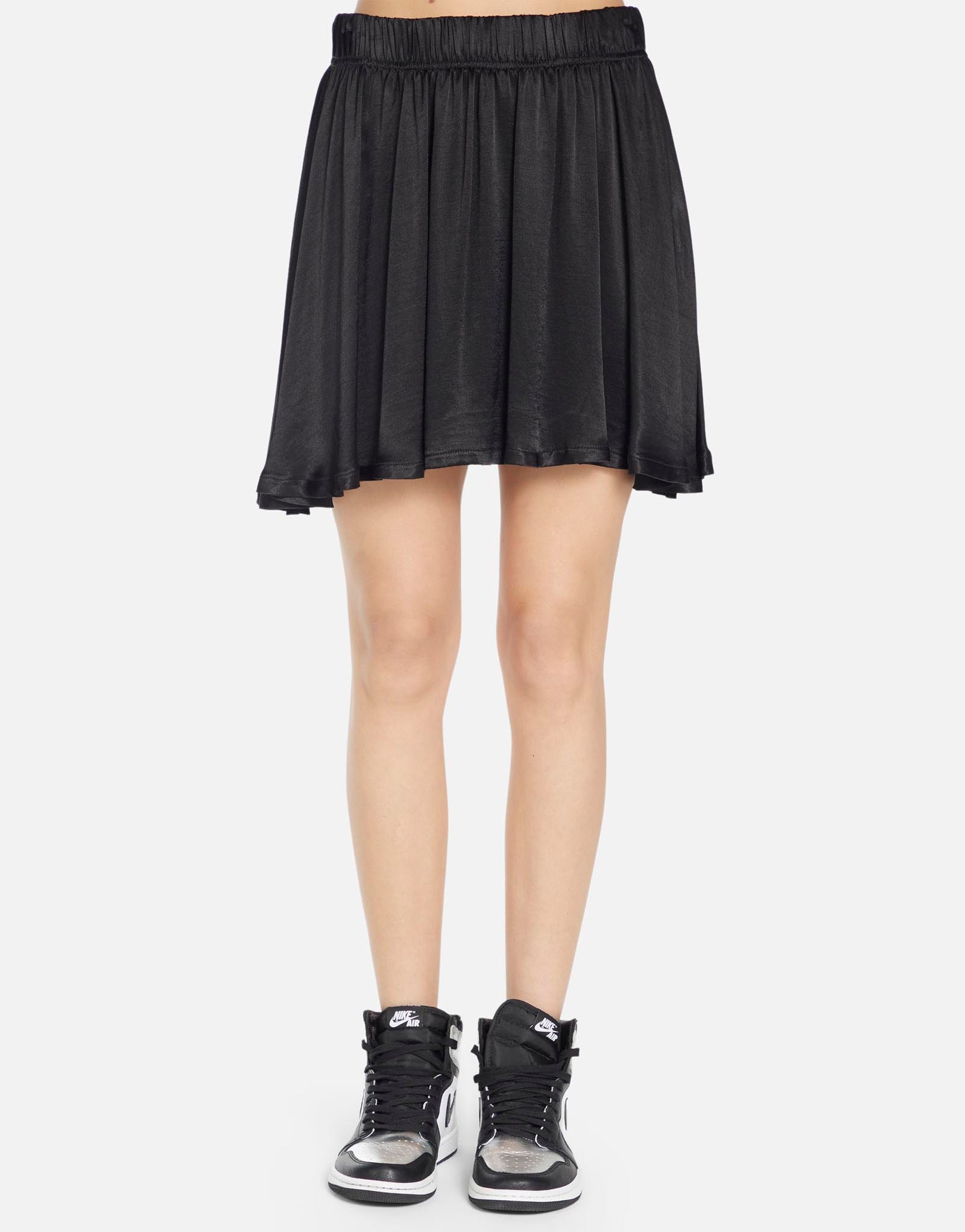 Satin Mini Skirt in Black | Corbett by Michael Lauren