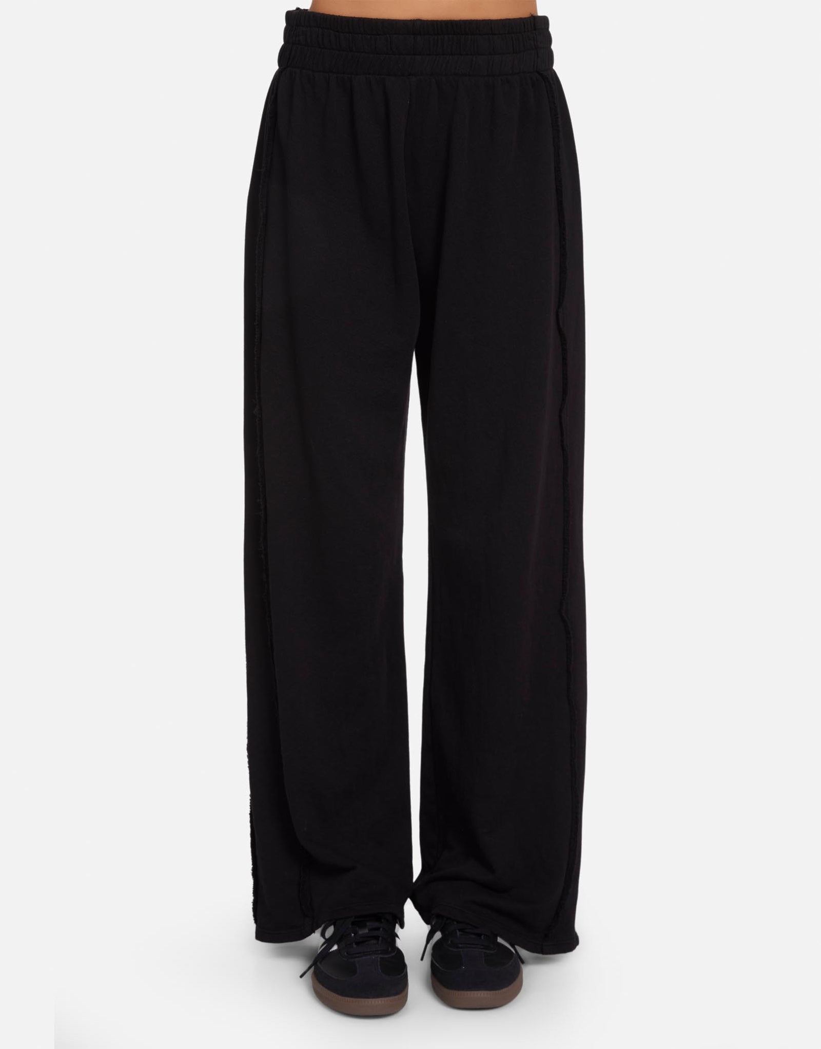 Wide Leg Pant w/ Raw Edge Seams in Black | Acosta by Michael Lauren