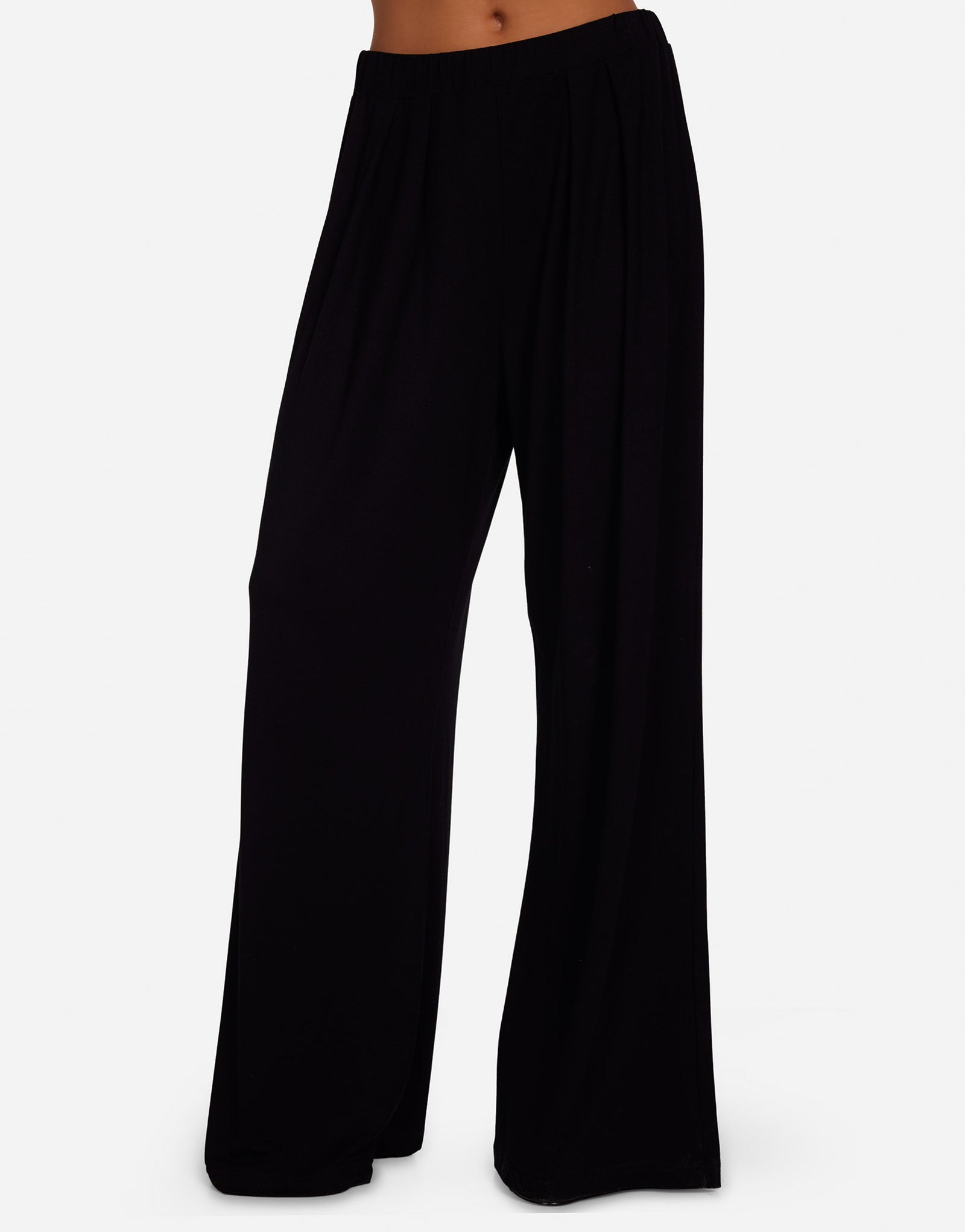 Women's Wide Leg Pleated Pant in Black | Vox by Michael Lauren