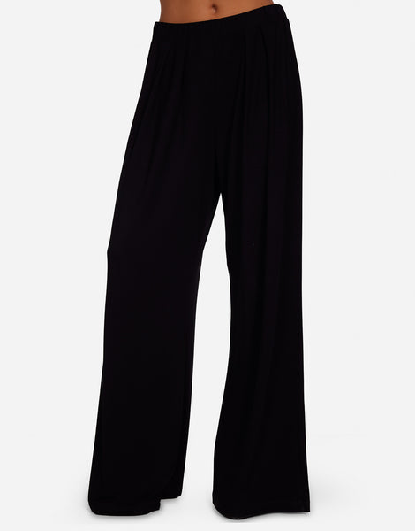 Women's Wide Leg Pleated Pant in Black | Vox by Michael Lauren