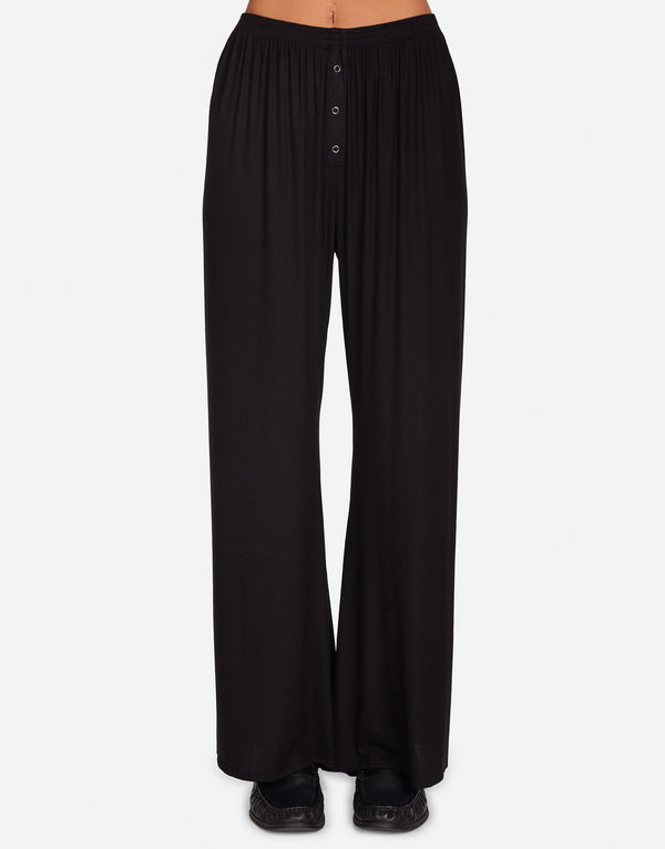 Women's Wide Leg Pant w/ Snaps in Black | Laguna by Michael Lauren