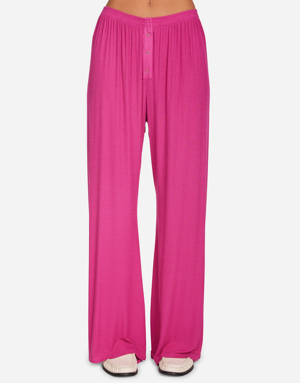 パンツ 90s Ralph Lauren rayon poly wide slacks Women's Wide Leg Pant w/ Snaps Rose Violet | Laguna by Michael Lauren