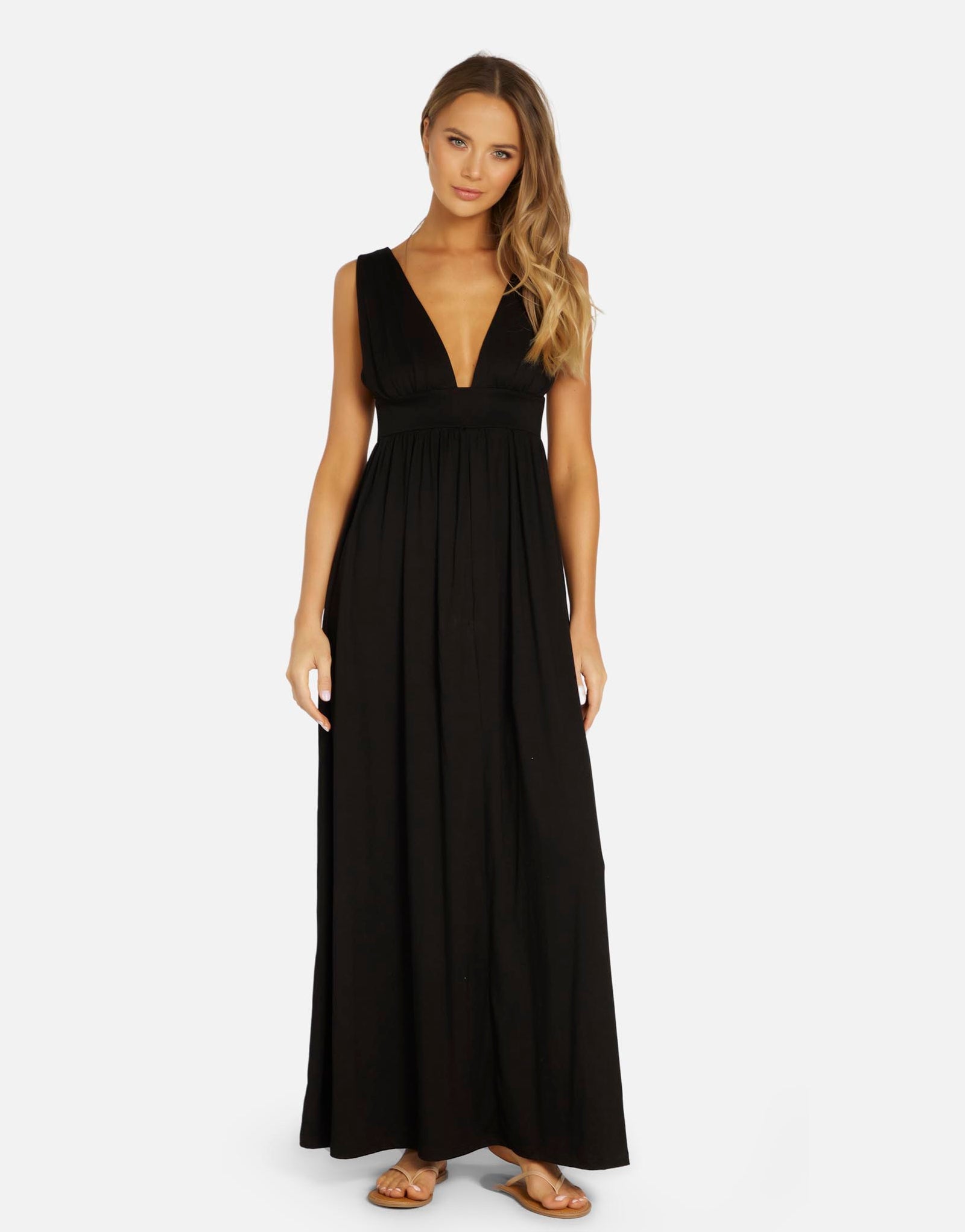 V-Neck Maxi Dress in Black | Cesar by Michael Lauren V-Neck Maxi Dress in Black | Cesar by Michael Lauren