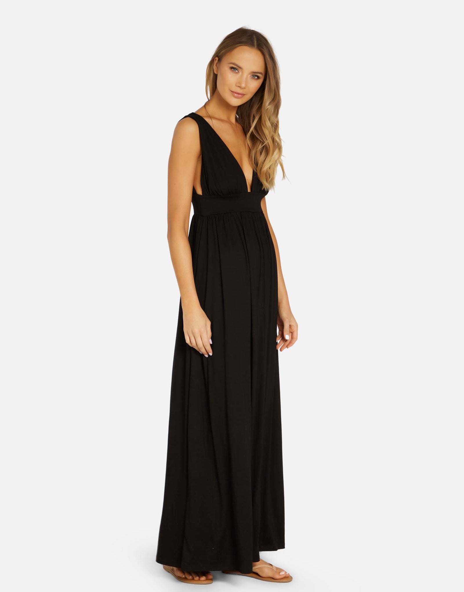 V-Neck Maxi Dress in Black