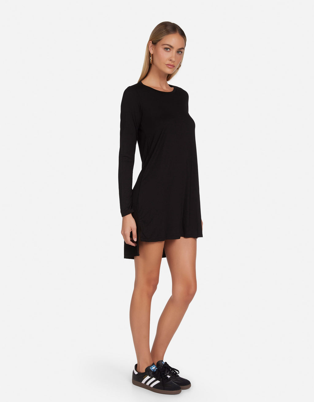 Black Long Sleeve High Low Mini Dress | Hale LE by Michael Lauren Black Long Sleeve High Low Mini Dress | Hale LE by Michael Lauren