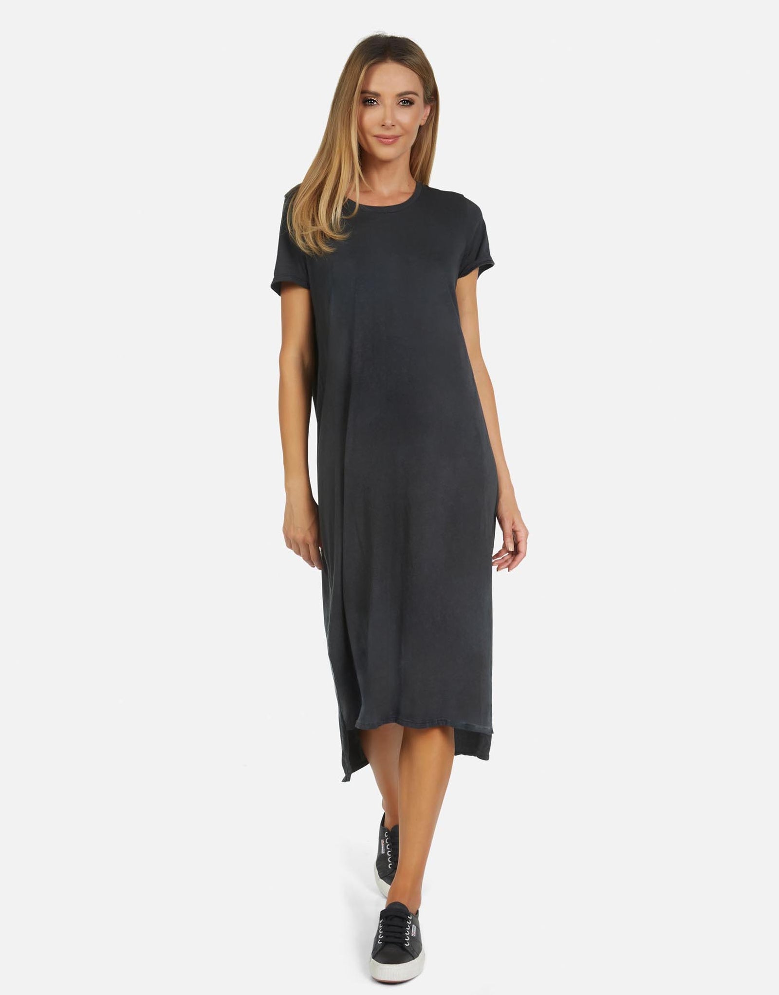 Midi T-Shirt Dress in Onyx | Augustus Dress by Michael Lauren