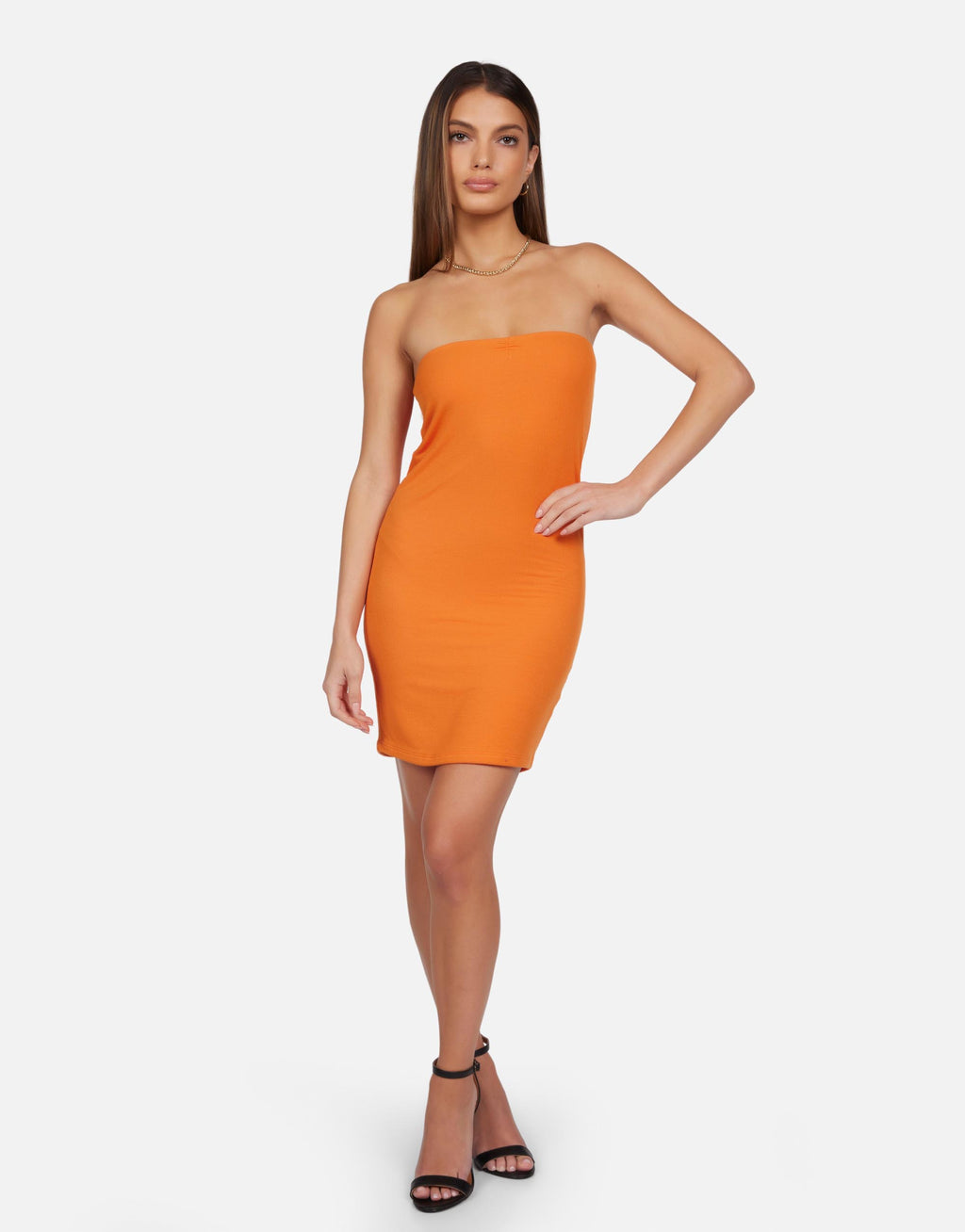 Michael Lauren Krueger Sweetheart Tube Dress in Birkin Orange